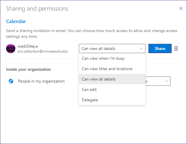 how shared calander works in outlook for mac